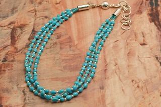 Desiree Yellowhorse 3 Strand Genuine Sleeping Beauty Turquoise Necklace